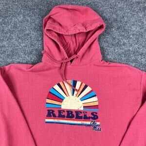 ComfortWash Hoodie Mens Size L Red Ole Miss Rebels Graphic Pullover Vintage